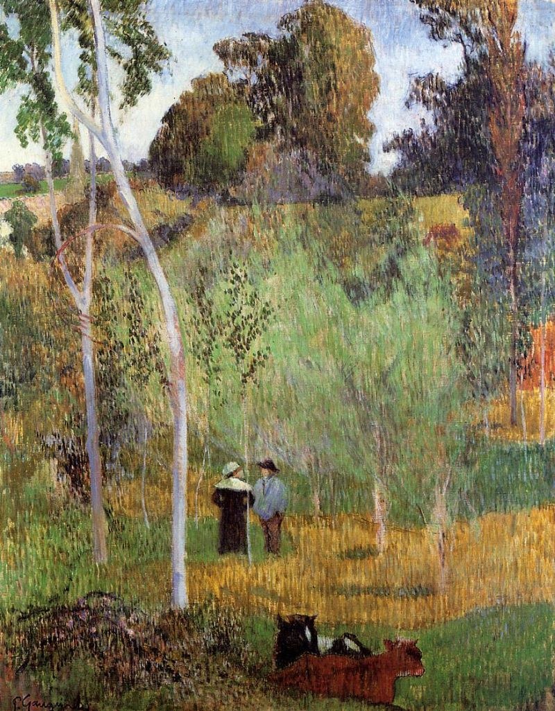 Paul Gauguin Shepherd and Shepherdess in a Meadow
